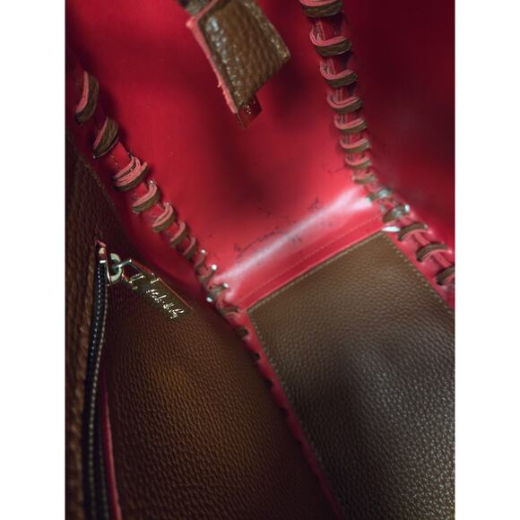 PINK HALEY Deep Mauve Brown Pink Tote Handbag Zip Top Purse Faux Leather - Picture 10 of 12